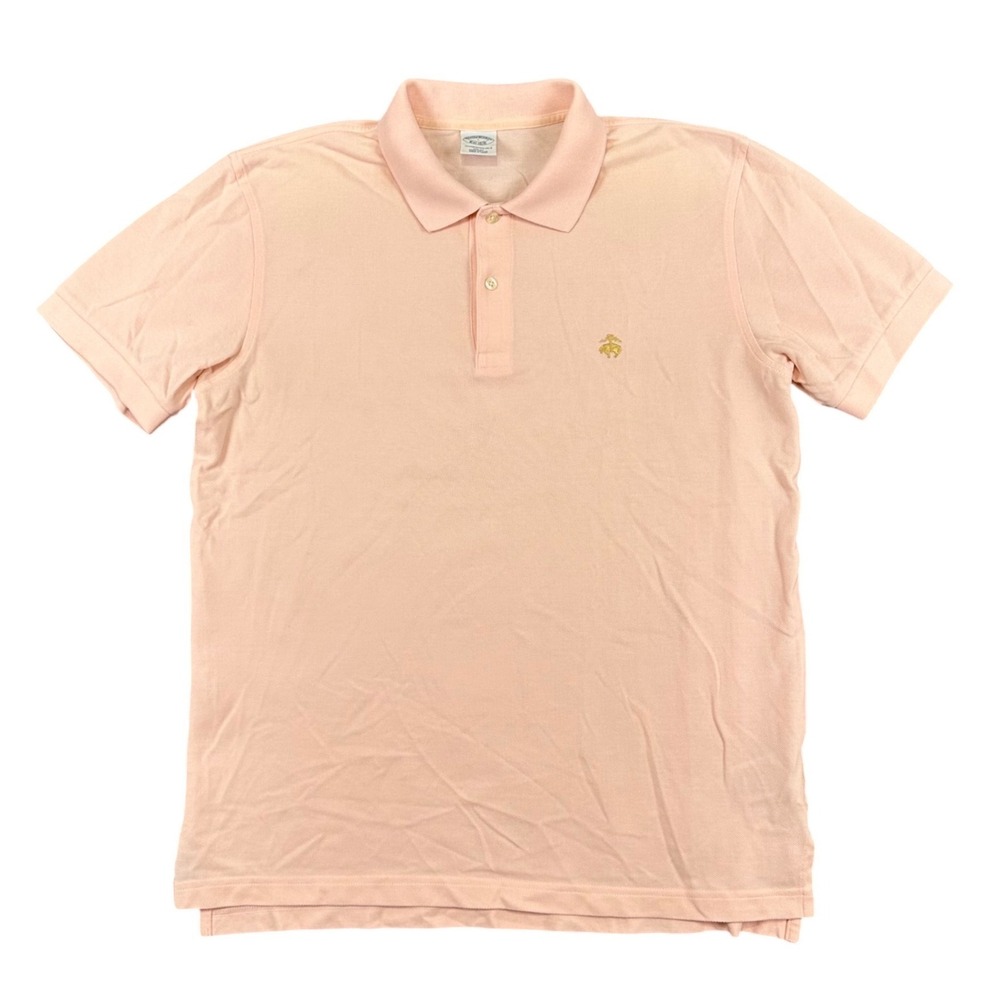 Brooks Brothers Performance Polo Mens Large Slim Fit Peach Short Sleeve Cotton